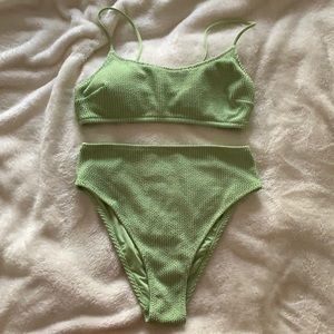 H&M High Waisted Light Green Bathing Suit